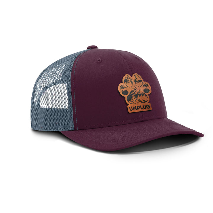 LIMITED DROP! Paw Print Mountain Scene Snapback Leather Patch Hat