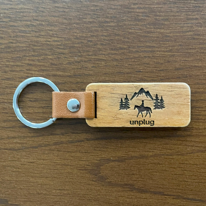 Horseback Riding Wooden Keychain