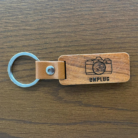 Camera Mountain Lens Wooden Keychain