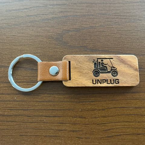 Golf Cart Wooden Keychain