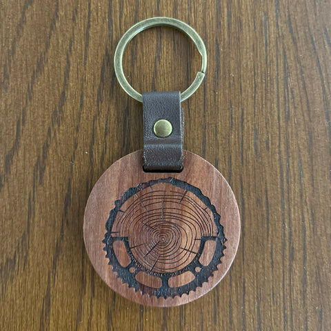 Tree Rings Chainring Wooden Keychain