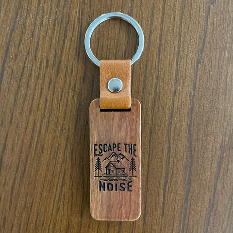 Escape The Noise Wooden Keychain