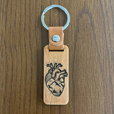 Anatomical Heart Wooden Keychain