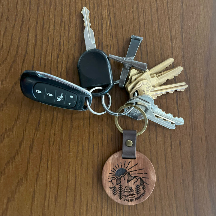 MOUNTAIN SUNSET Wooden Keychain