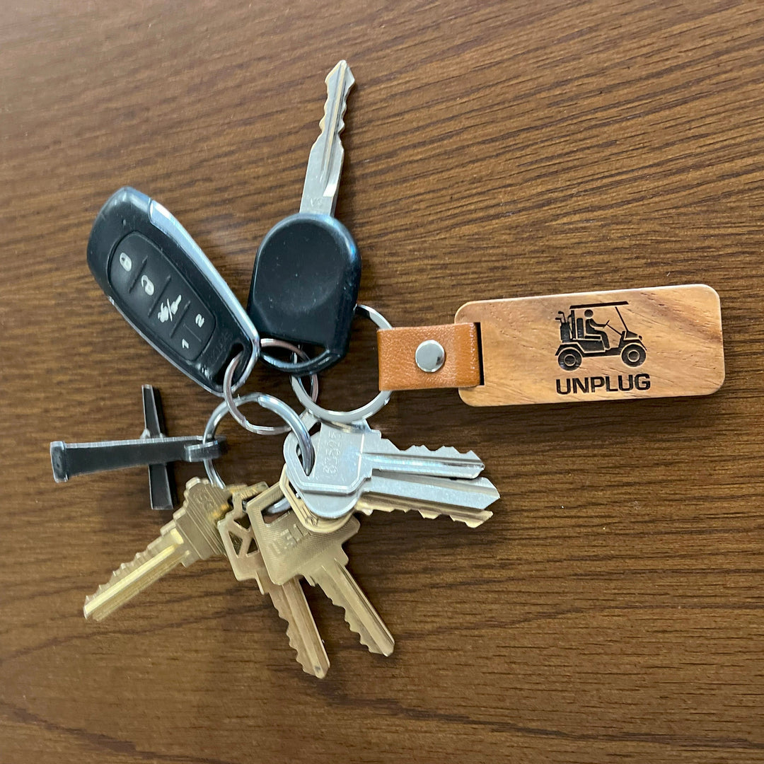 Golf Cart Wooden Keychain