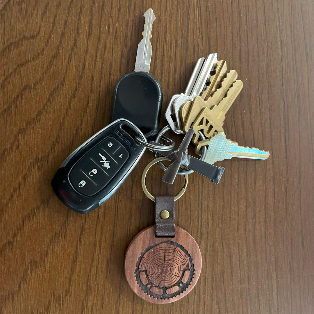 Tree Rings Chainring Wooden Keychain