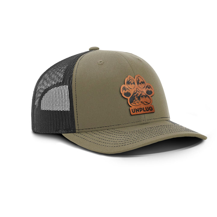 LIMITED DROP! Paw Print Mountain Scene Snapback Leather Patch Hat