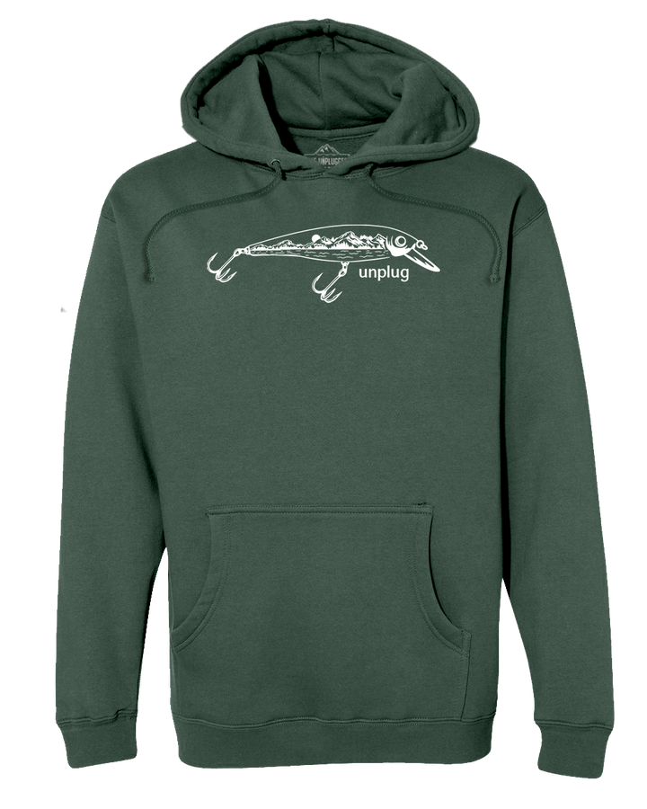 Fishing Lure Mountain Scene Heavyweight Hoodie