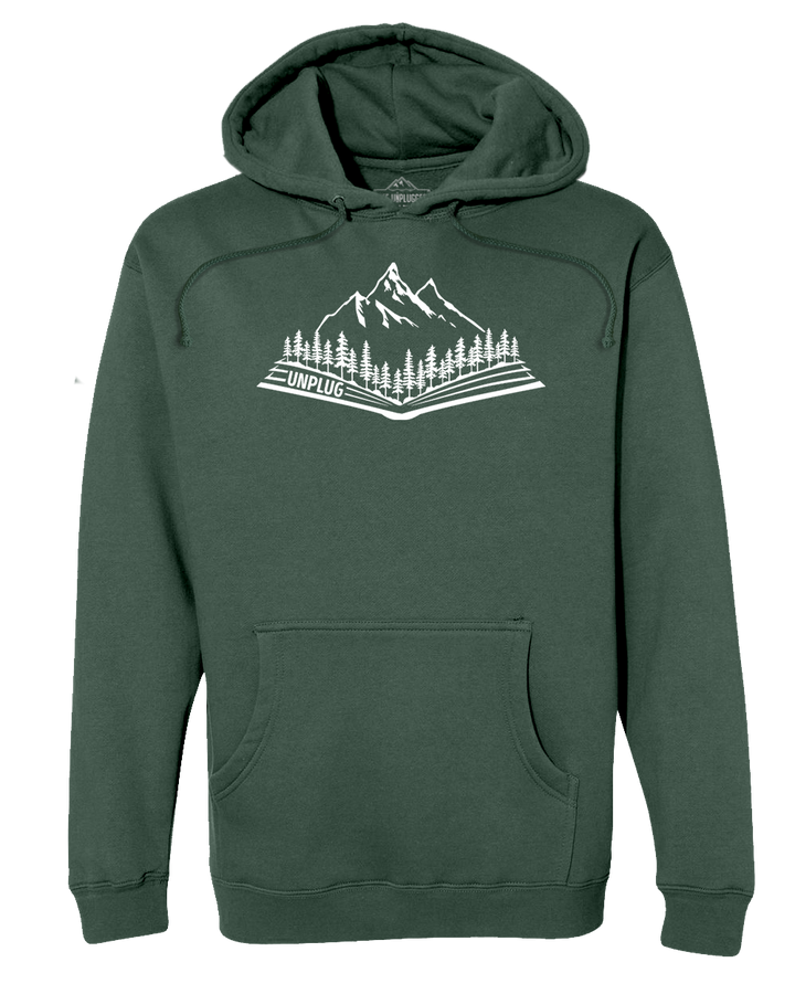 Open Book Mountain Scene Heavyweight Hoodie