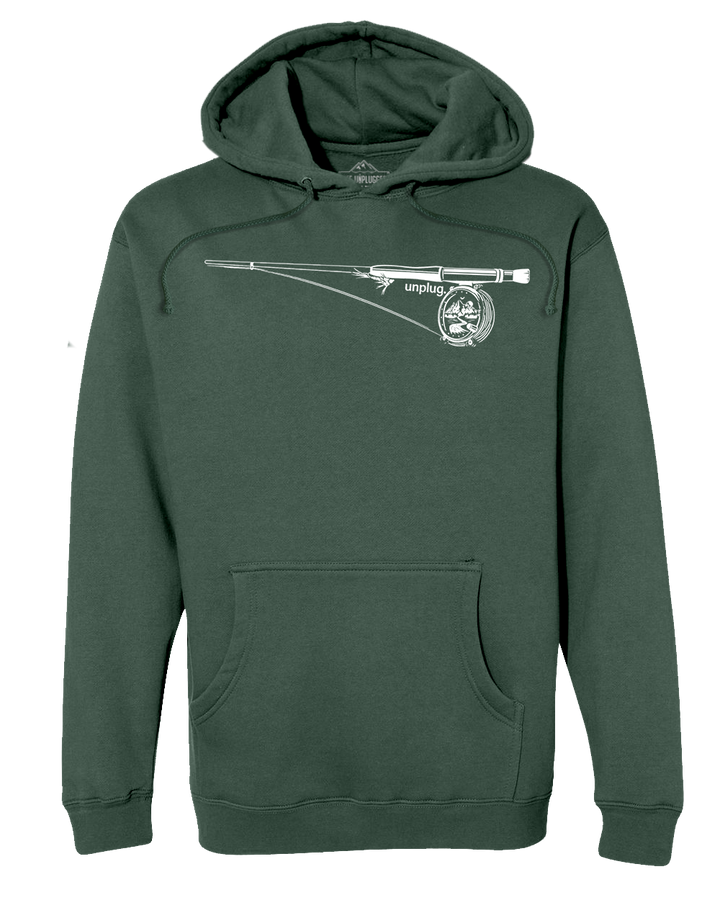 Fly Fishing Mountain Scene Heavyweight Hoodie