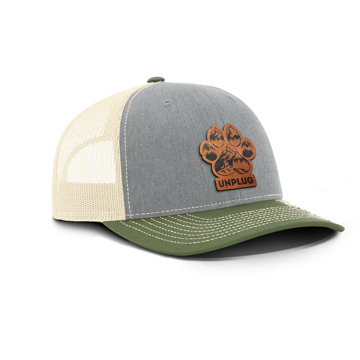 LIMITED DROP! Paw Print Mountain Scene Snapback Leather Patch Hat