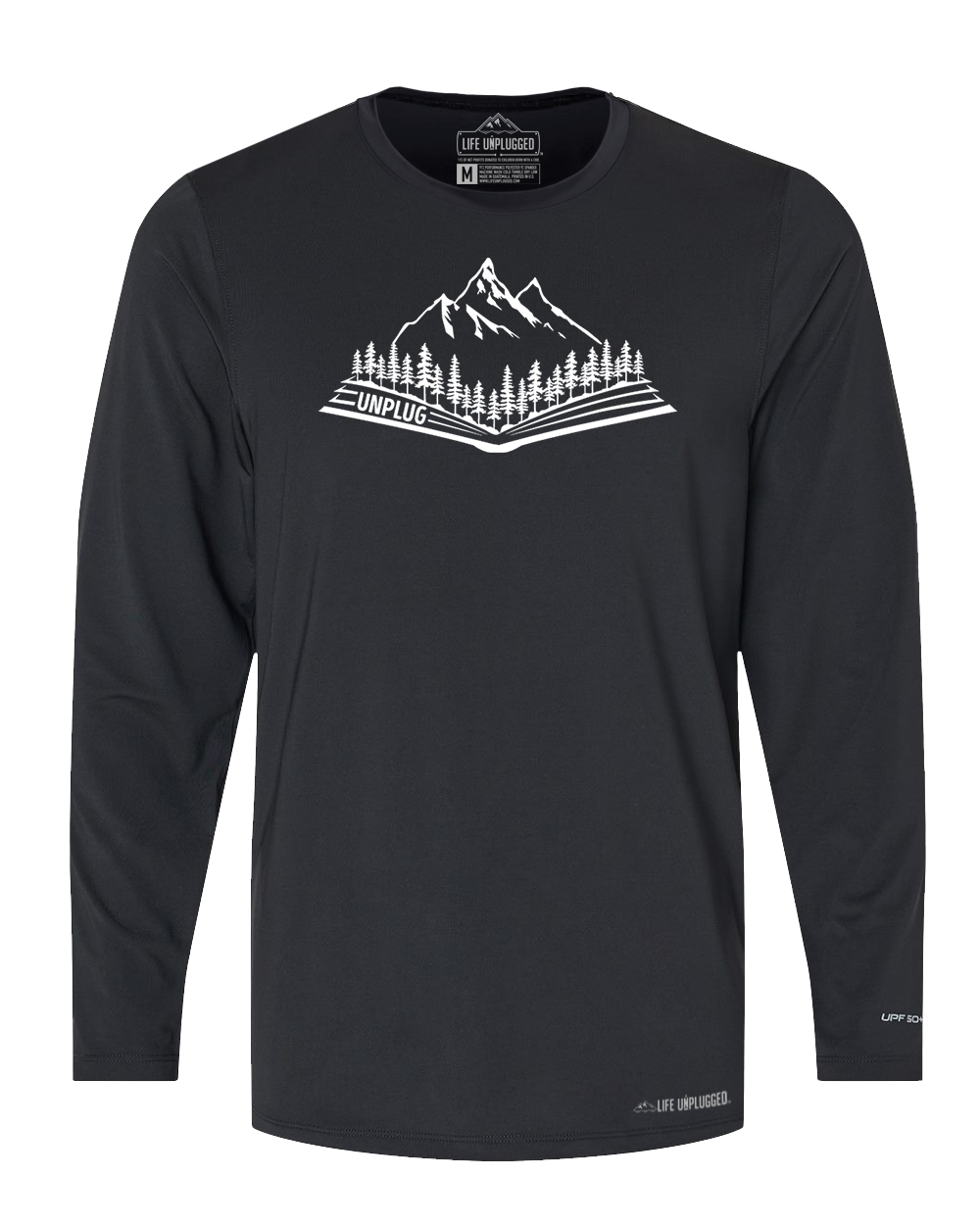 Open Book Mountain Scene Performance Long Sleeve with UPF 50+