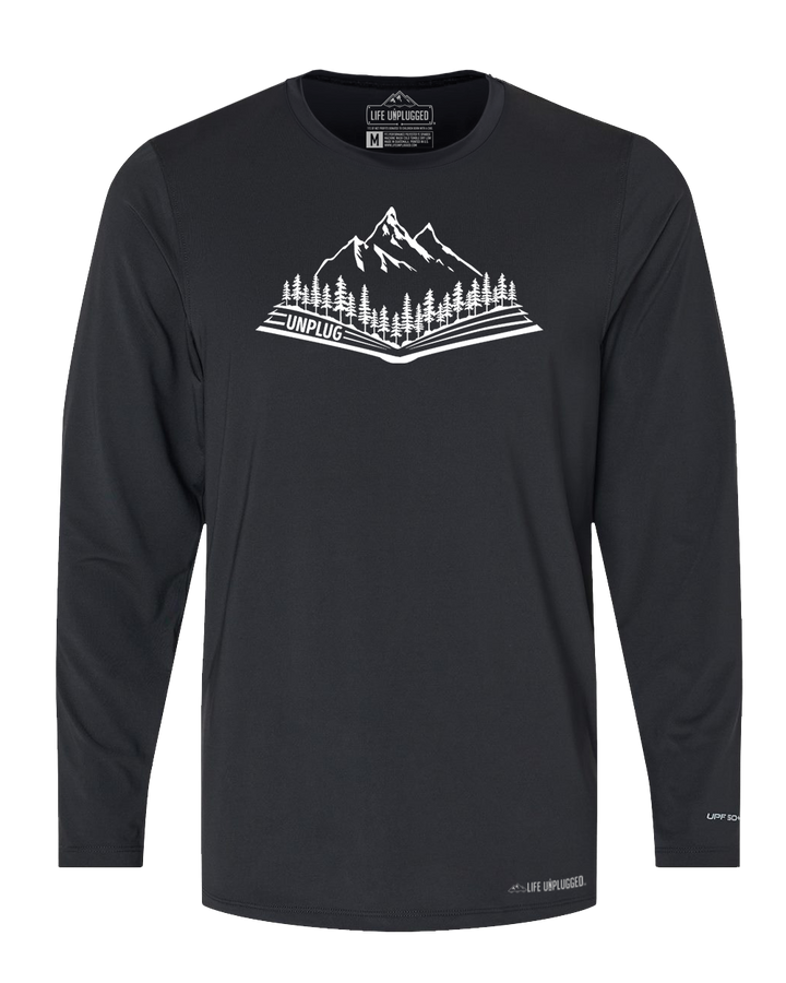 Open Book Mountain Scene Performance Long Sleeve with UPF 50+