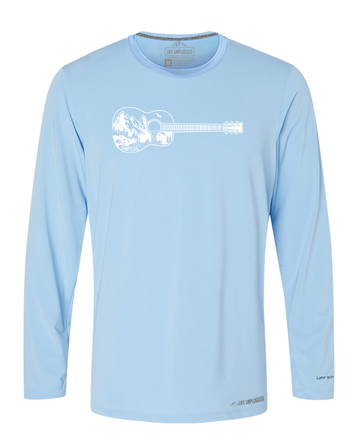 Guitar Mountain Scene Poly/Spandex High Performance Long Sleeve with UPF 50+