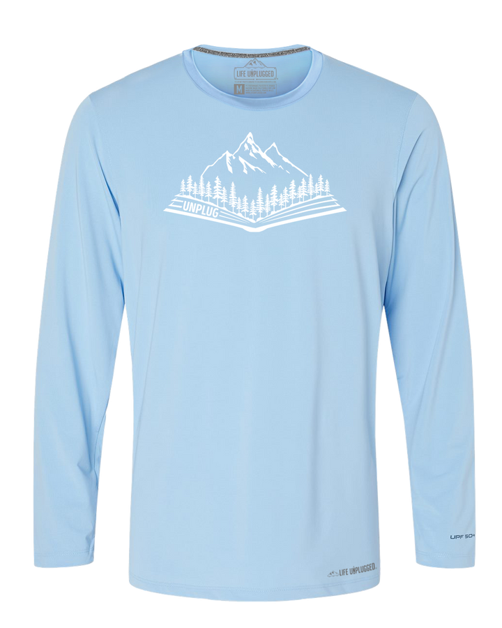 Open Book Mountain Scene Performance Long Sleeve with UPF 50+