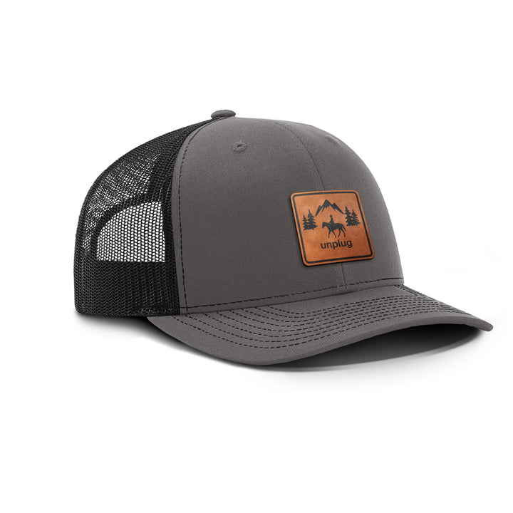 Horseback Riding Snapback Leather Patch Hat