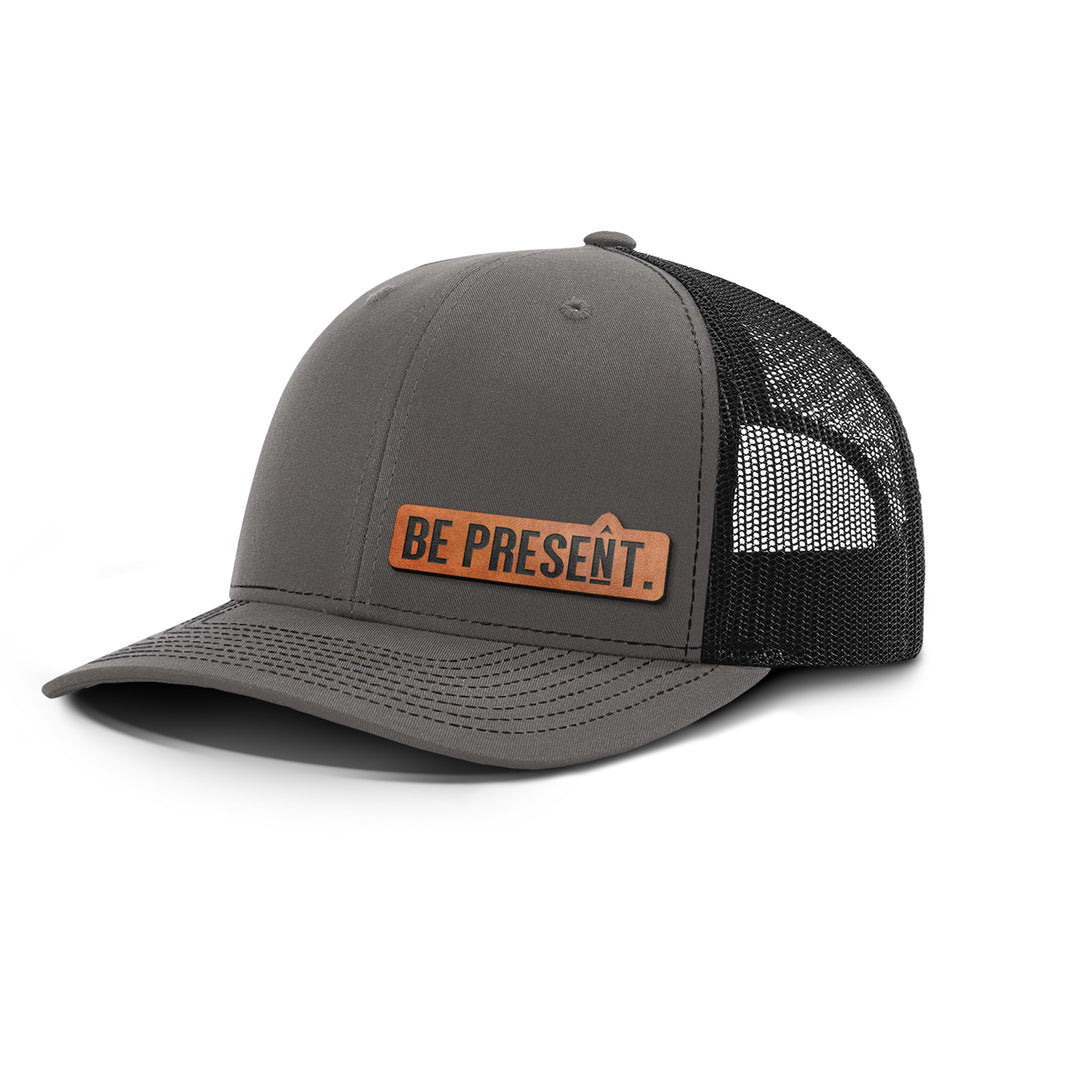 BE PRESENT. Snapback Leather Patch Hat