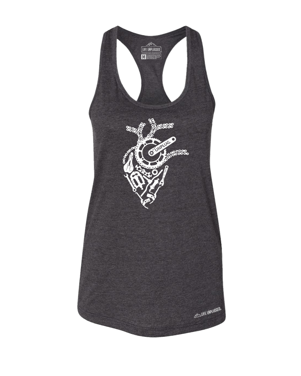 Anatomical Heart (Bicycle Parts) Premium Women's Relaxed Fit Racerback Tank Top - Life Unplugged