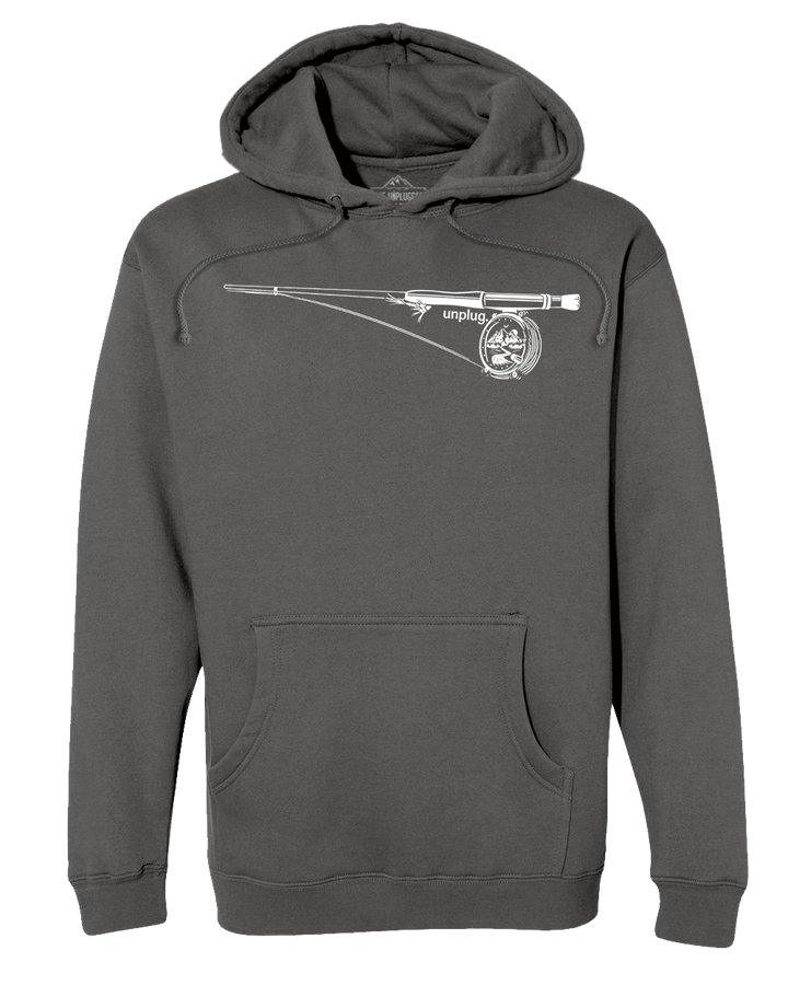 Fly Fishing Mountain Scene Heavyweight Hoodie