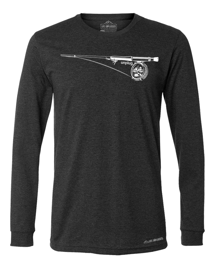 Fly Fishing Mountain Scene Long Sleeve T-Shirt