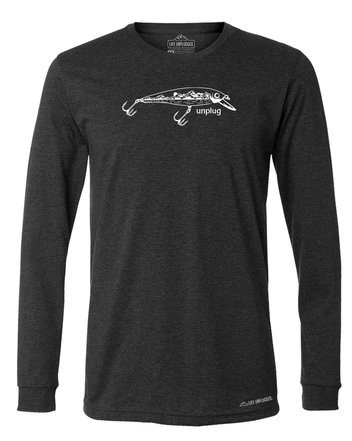 Fishing Lure Mountain Scene Long Sleeve T-Shirt