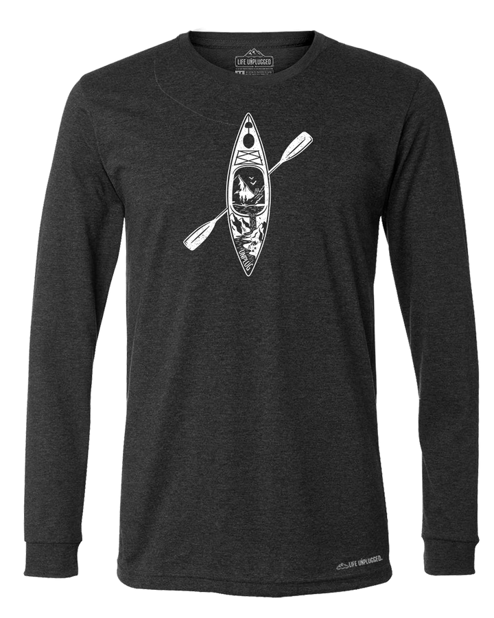 Kayak Mountain Scene Long Sleeve T-Shirt