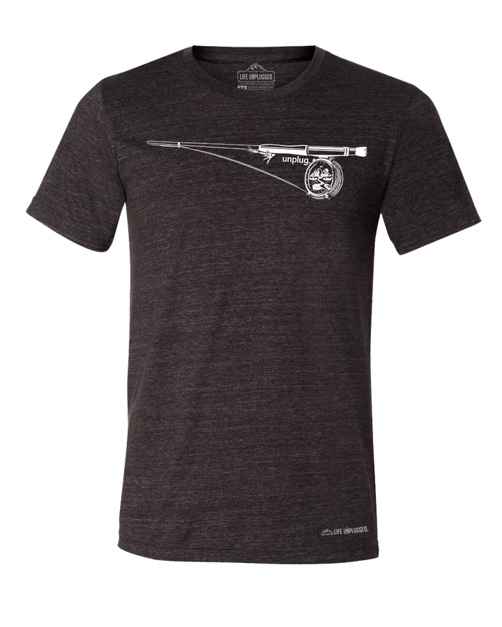 Fly Fishing Mountain Scene Triblend T-Shirt