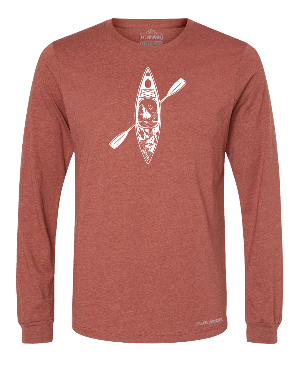 Kayak Mountain Scene Long Sleeve T-Shirt