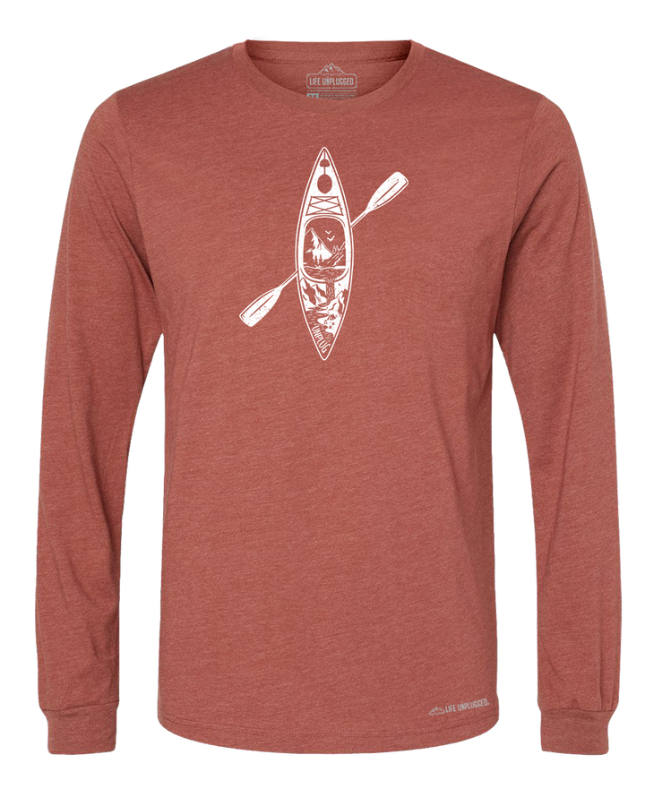 Kayak Mountain Scene Long Sleeve T-Shirt