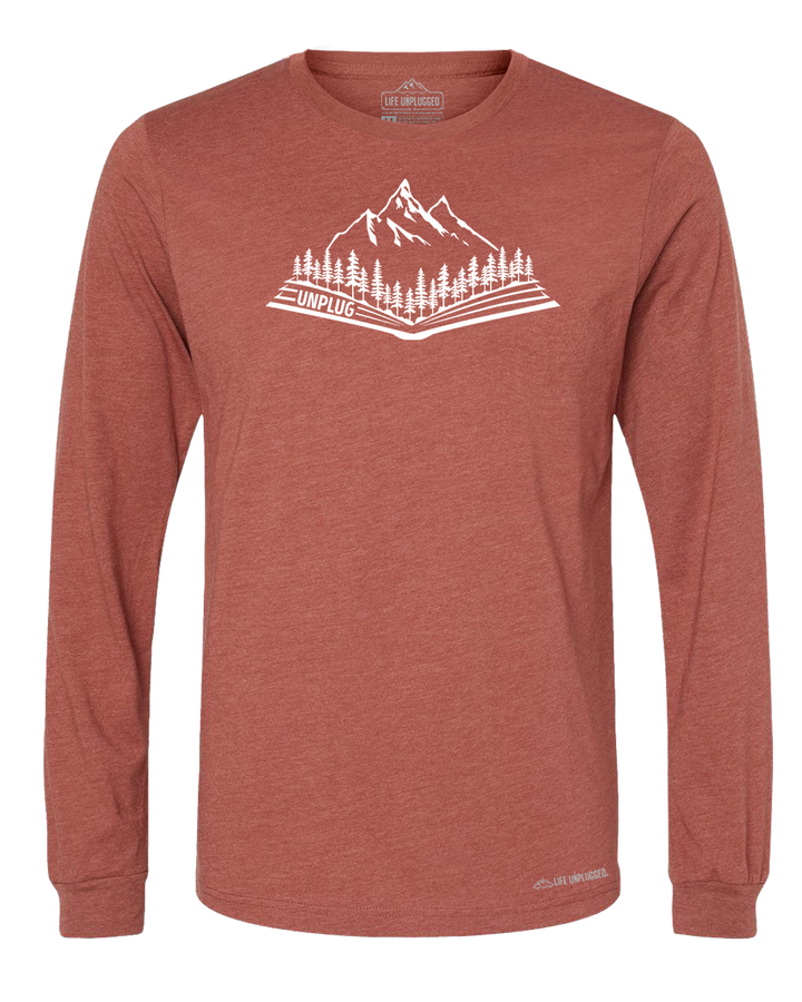 Open Book Mountain Scene Long Sleeve T-Shirt