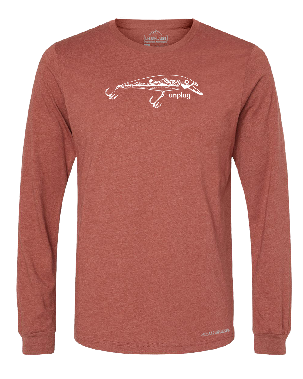 Fishing Lure Mountain Scene Long Sleeve T-Shirt