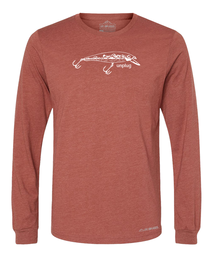 Fishing Lure Mountain Scene Long Sleeve T-Shirt