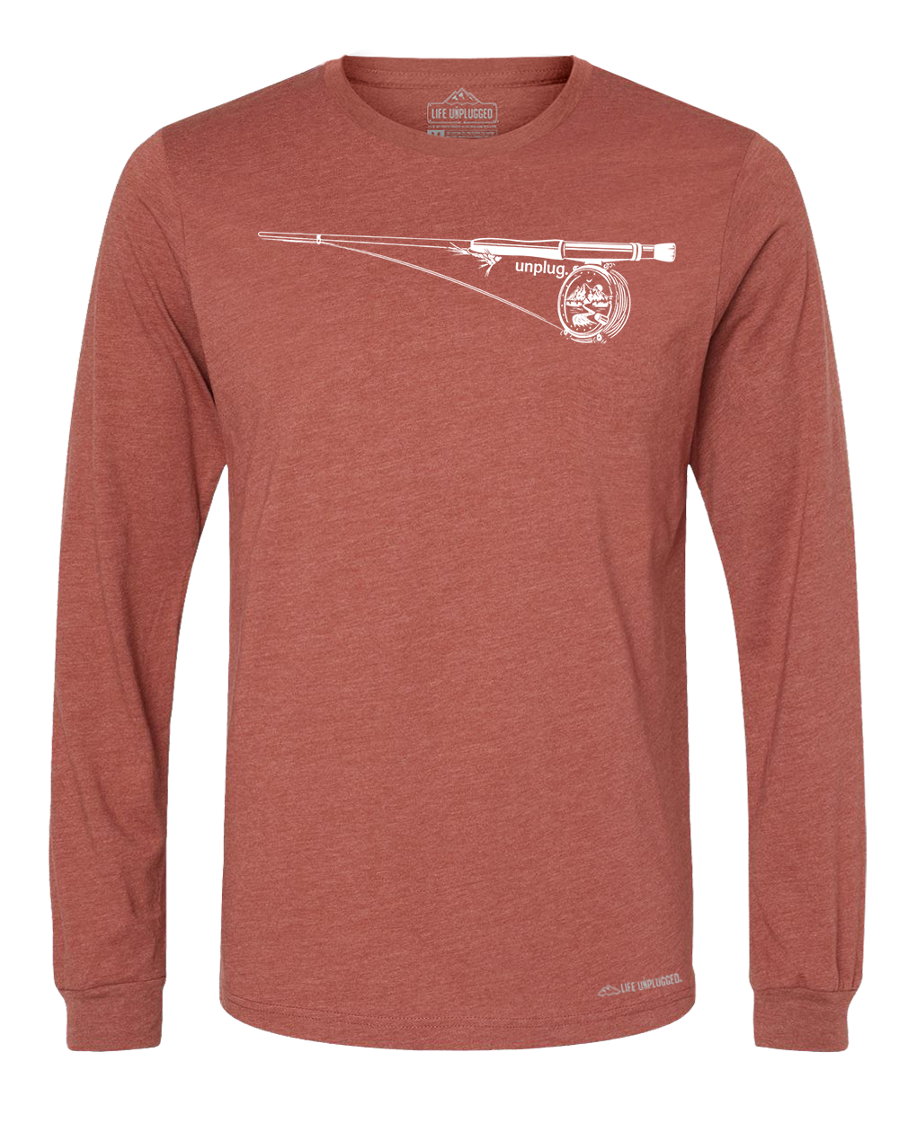 Fly Fishing Mountain Scene Long Sleeve T-Shirt