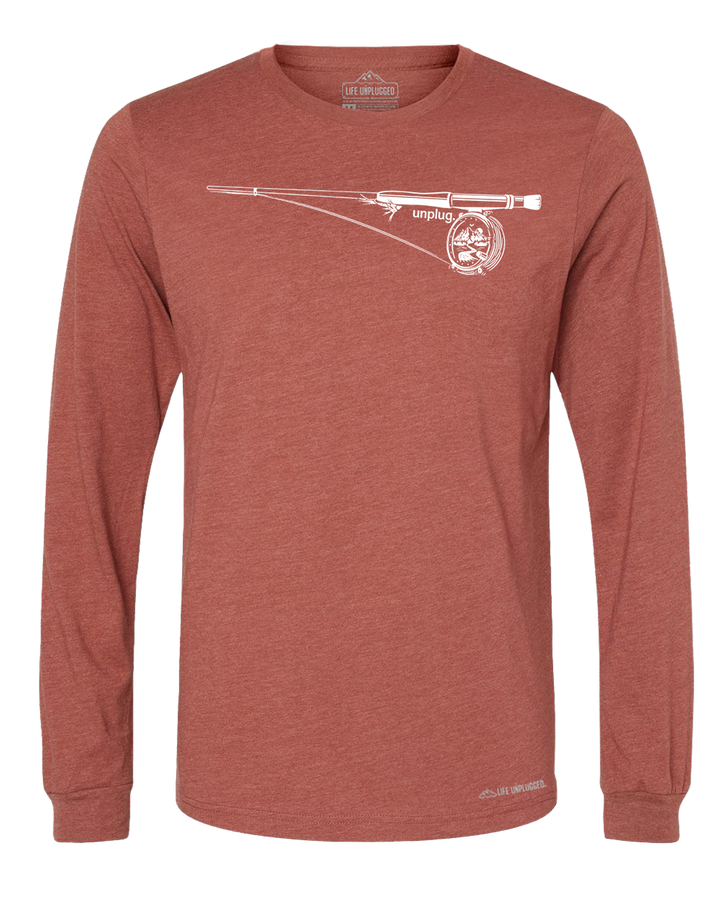 Fly Fishing Mountain Scene Long Sleeve T-Shirt