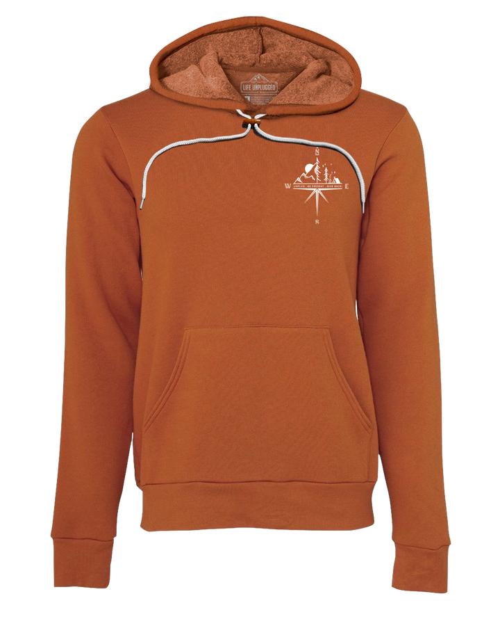 Compass Mountain Scene Left Chest Super Soft Hoodie