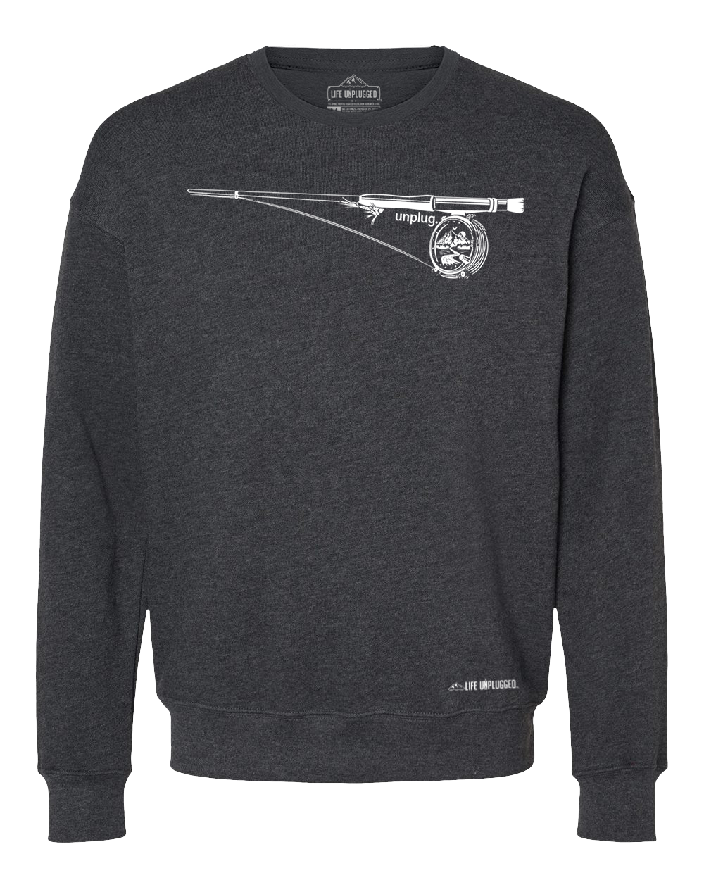 Fly Fishing Reel Mountain Scene Midweight Super Soft Crewneck Sweatshirt