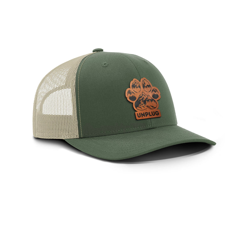 LIMITED DROP! Paw Print Mountain Scene Snapback Leather Patch Hat