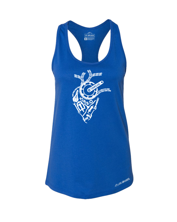 Anatomical Heart (Bicycle Parts) Premium Women's Relaxed Fit Racerback Tank Top - Life Unplugged