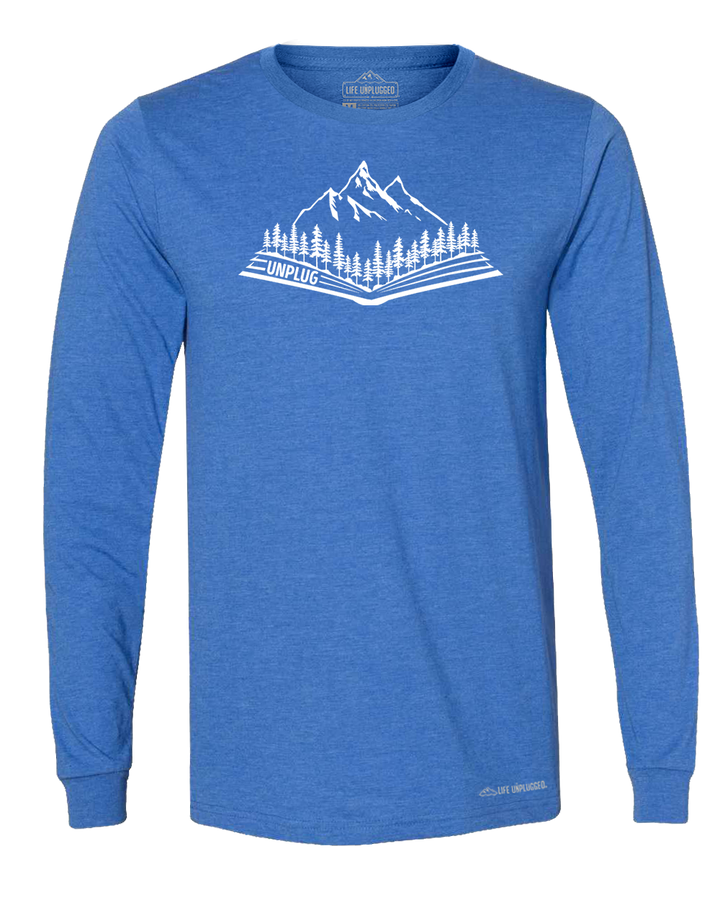 Open Book Mountain Scene Long Sleeve T-Shirt