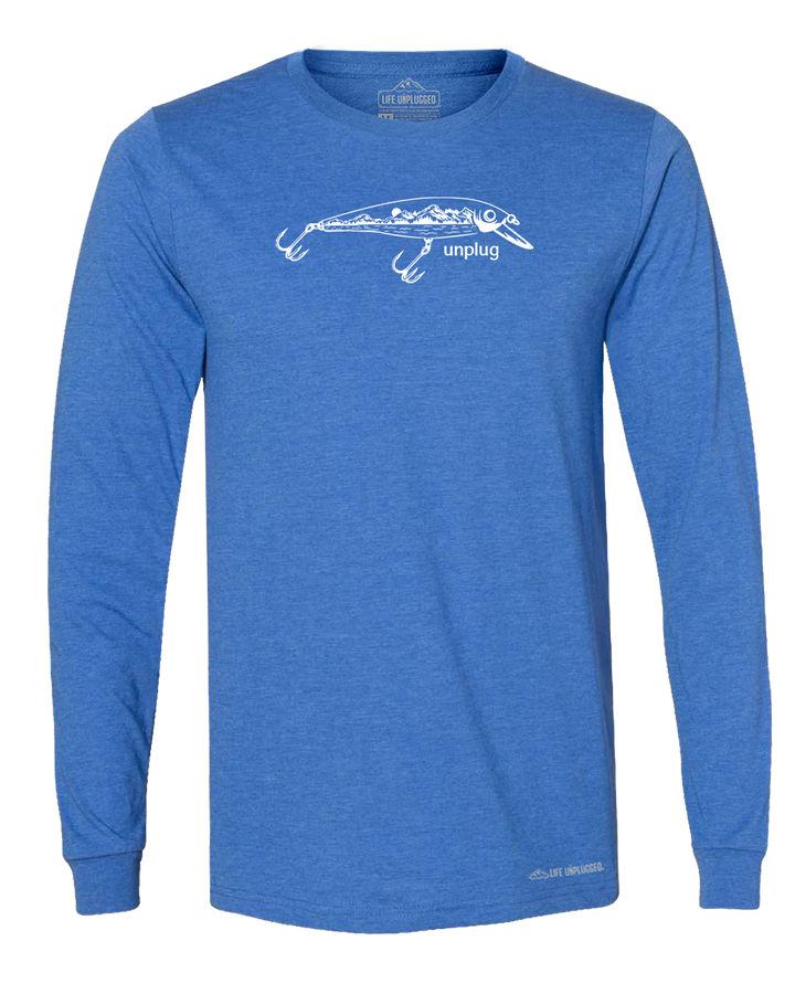 Fishing Lure Mountain Scene Long Sleeve T-Shirt