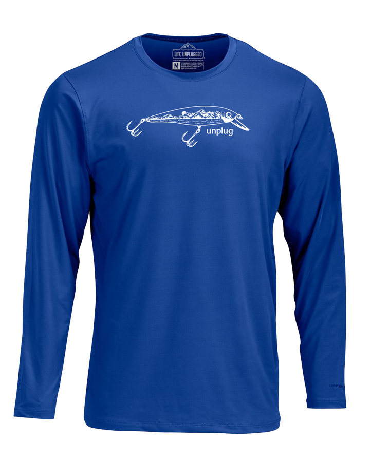 Fishing Lure Mountain Scene Performance Long Sleeve with UPF 50+