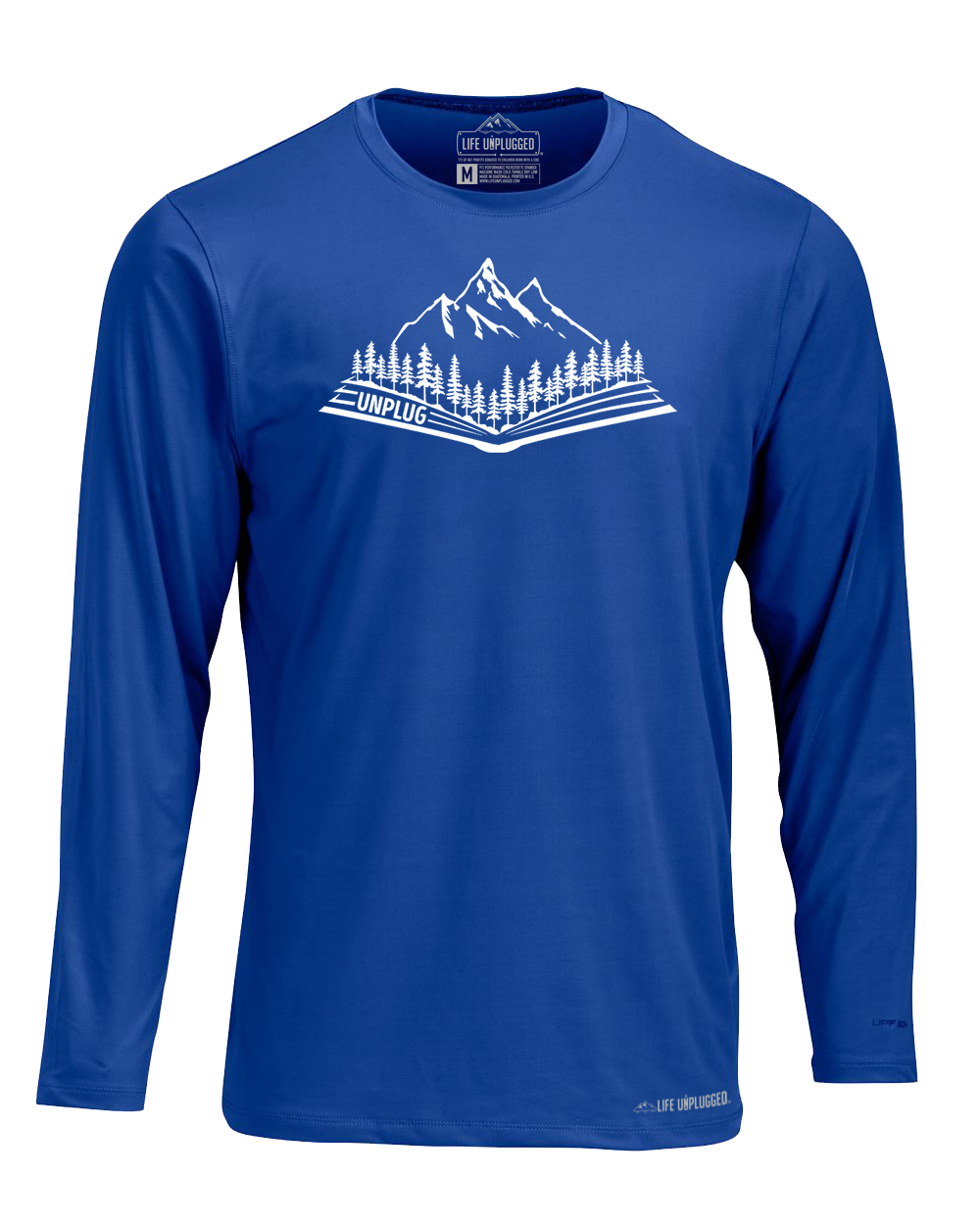 Open Book Mountain Scene Performance Long Sleeve with UPF 50+