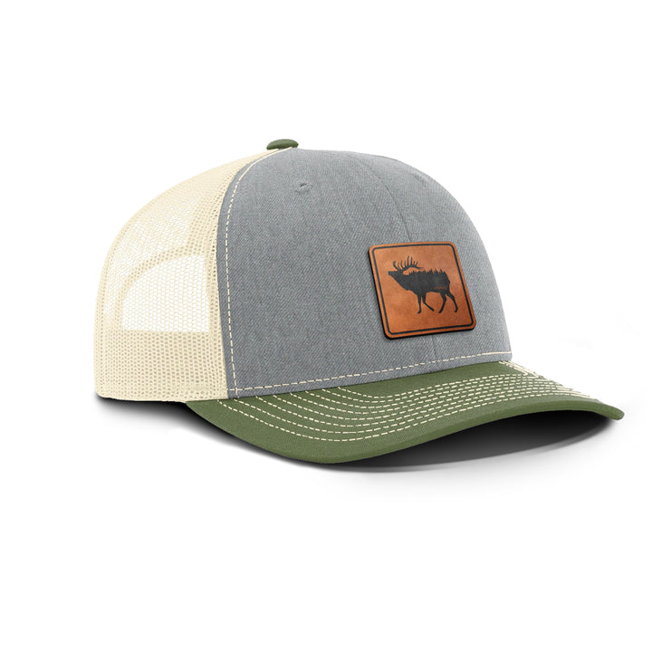 Elk In The Trees Snapback Leather Patch Hat