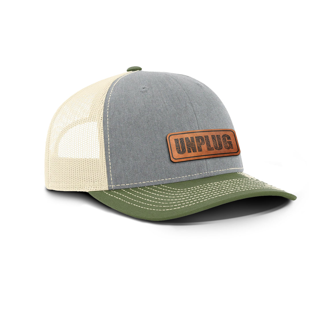 Unplug Topo Map Snapback Leather Patch Hat