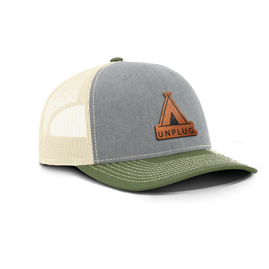 Tent Snapback Leather Patch Hat