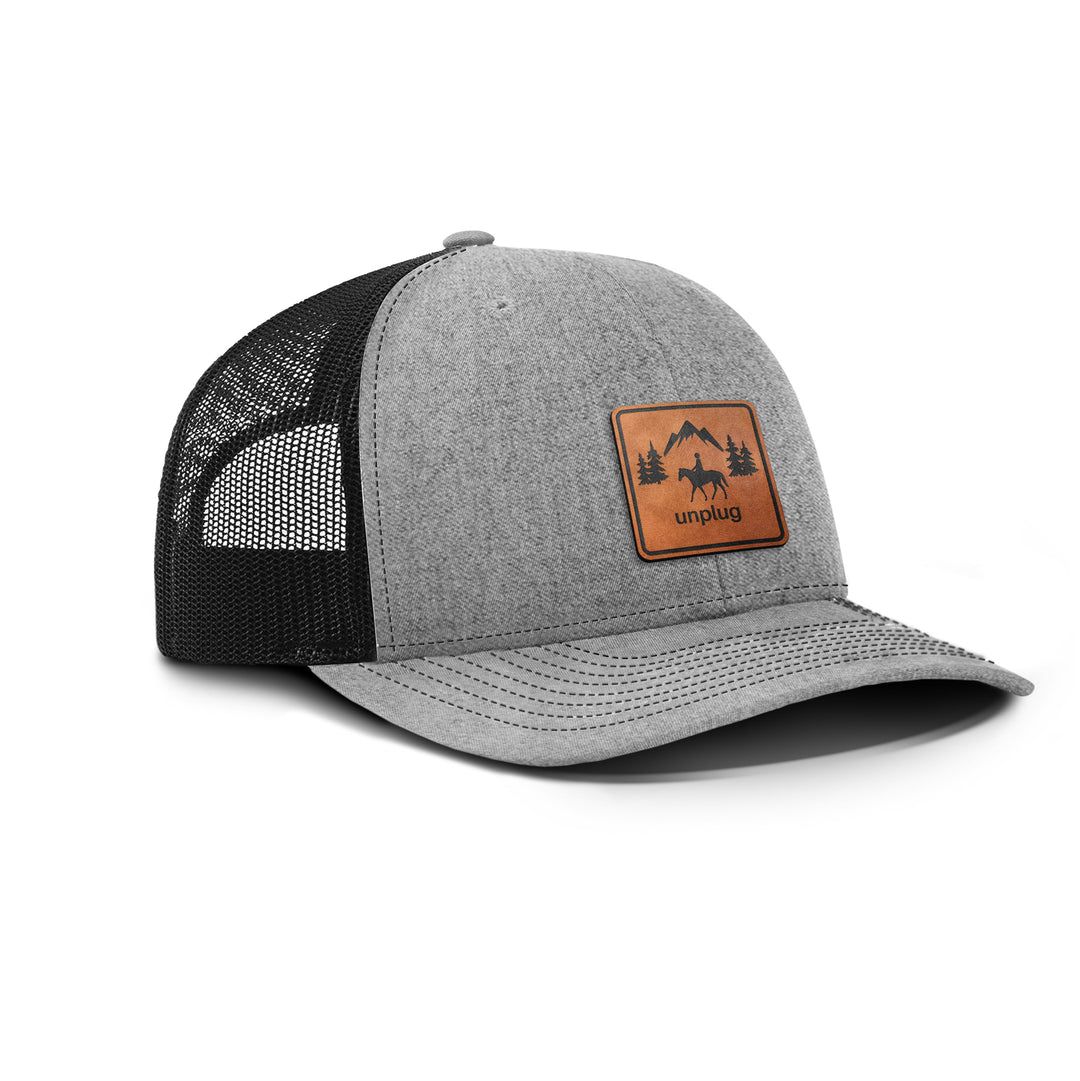 Horseback Riding Snapback Leather Patch Hat