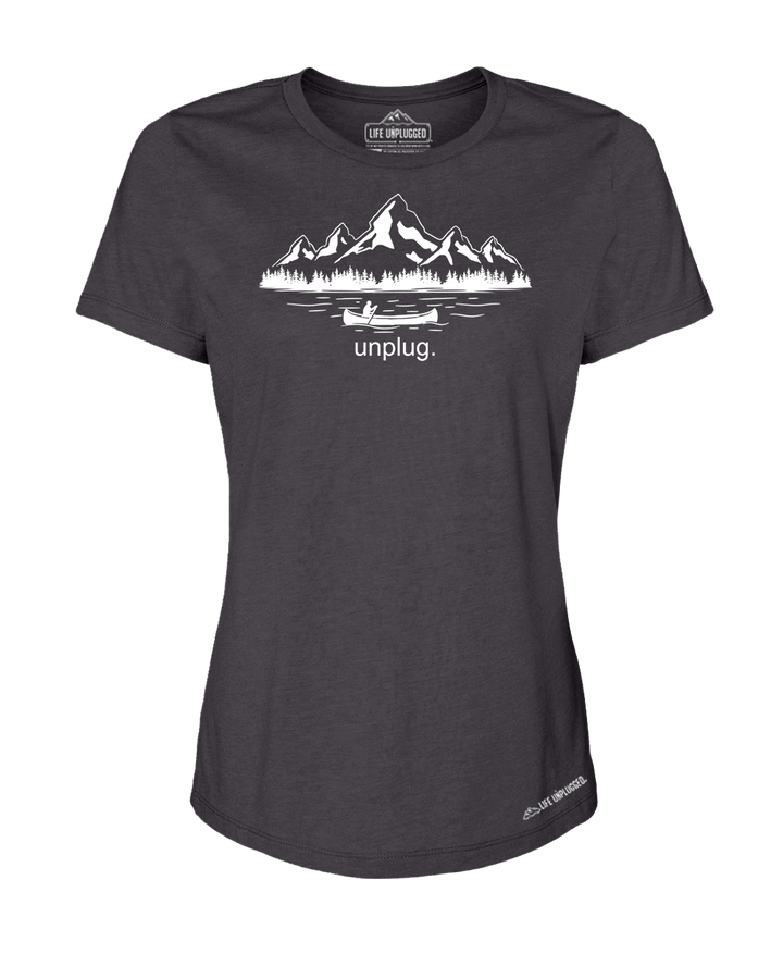 Canoeing in the Mountains Premium Women's Relaxed Fit Polyblend T-Shirt - Life Unplugged