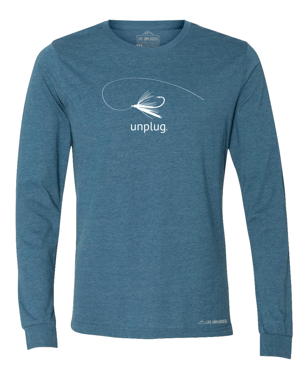Fly Fishing Premium Polyblend Long Sleeve T-Shirt, L / Great Lake Blue | Life Unplugged