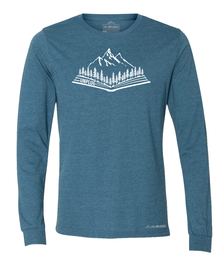 Open Book Mountain Scene Long Sleeve T-Shirt