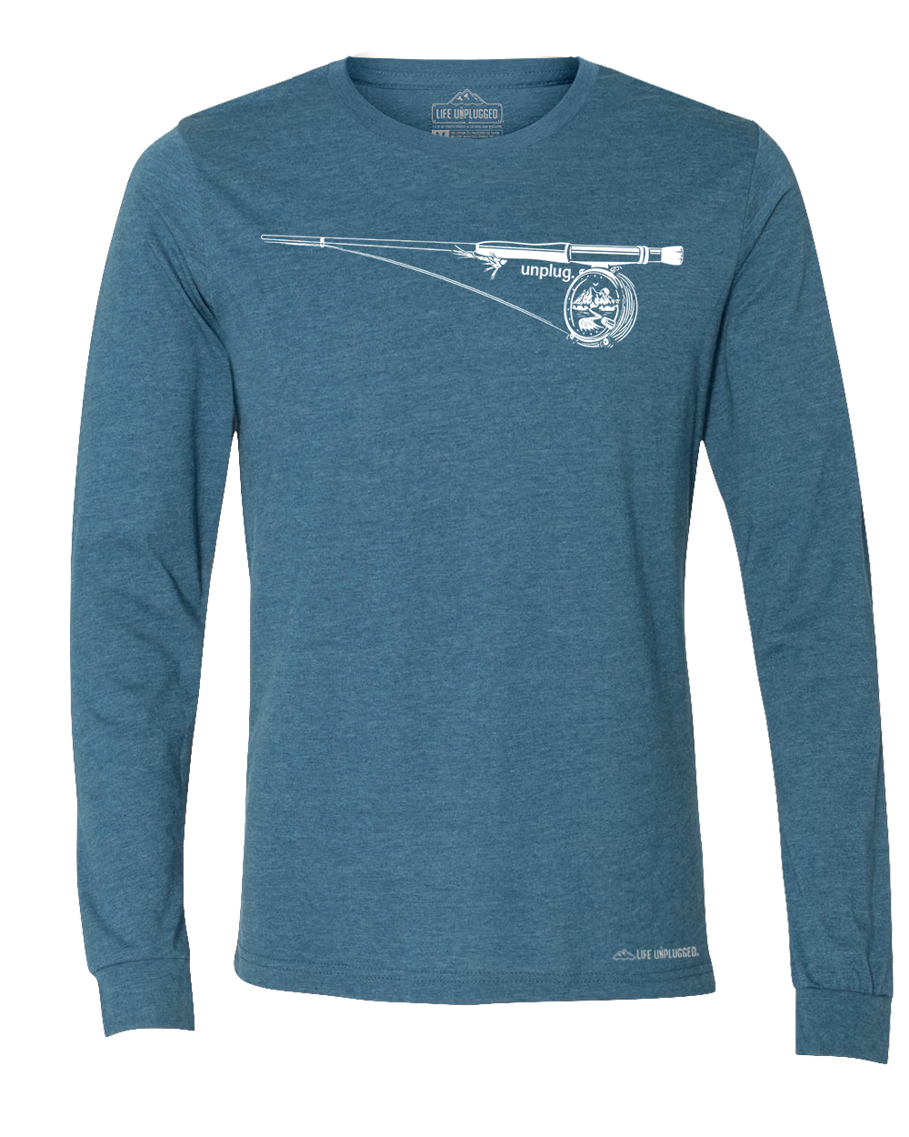 Fly Fishing Mountain Scene Long Sleeve T-Shirt